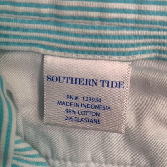 Southern Tide Flat Front Corded ‘The SkipJack’ Blue Pinstripe Shorts M-112 Sz 32 - Picture 5 of 8